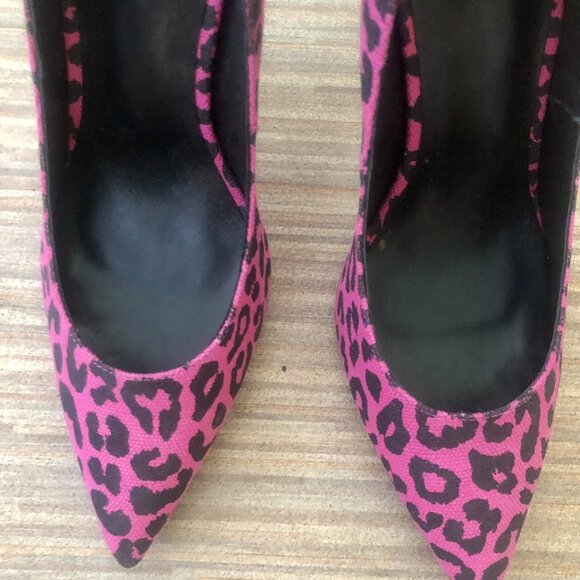 ony Bianco 80’s Style Deep Pink Leopard Ajana Stiletto Heels Pumps - Picture 9 of 13
